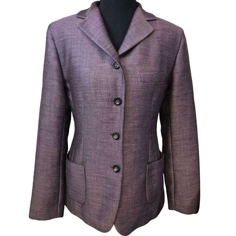 Jil Sander Purple Wool Mohair Textured 4-Button Blazer Jacket Germany Size 36